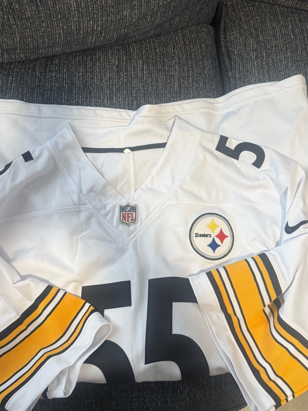 Nike Kids White Bottoms with Yellow Red and Blue Steelers Patch